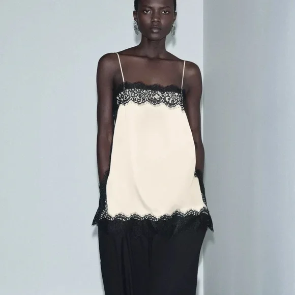 ZARA SATIN EFFECT LACE TOP ZW COLLECTION - Picture 1 of 14